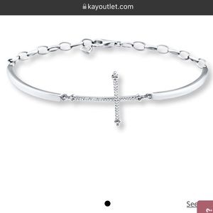 Kay Jewelers Diamond Cross Bangle 1/10 ct tw Round-cut Sterling Silver